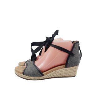 UGG Australia Women's Grey Amell 1014955 Open Toe Canvas Wedge Heel Size US 8.5